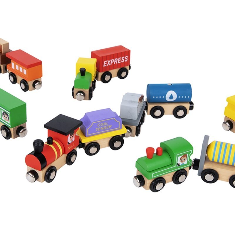 Tooky Toy 12-osaline magnetiline rongide ja vagunite komplekt hind ja info | Poiste mänguasjad | kaup24.ee
