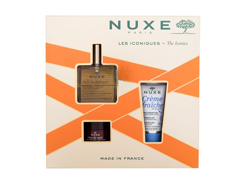 Kinkekomplekt Nuxe The Iconics Nuxe Best Seller Gift Box Prodigious: õli , 50 ml + näokreem, 30 ml + huulepalsam, 15 g. hind ja info | Näoõlid, seerumid | kaup24.ee