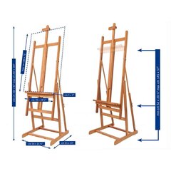 Мольберт MABEF M80 54 x 61 x 160 cm Коричневый древесина бука цена и информация | Принадлежности для рисования, лепки | kaup24.ee