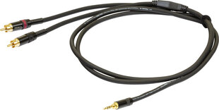 Helikaabel Proel 3,5mm stereo - 2x RCA, 1,5m, must hind ja info | Kaablid ja juhtmed | kaup24.ee