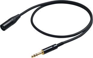 Helikaabel Proel 6,3mm stereo - XLR, 1m, must hind ja info | Kaablid ja juhtmed | kaup24.ee