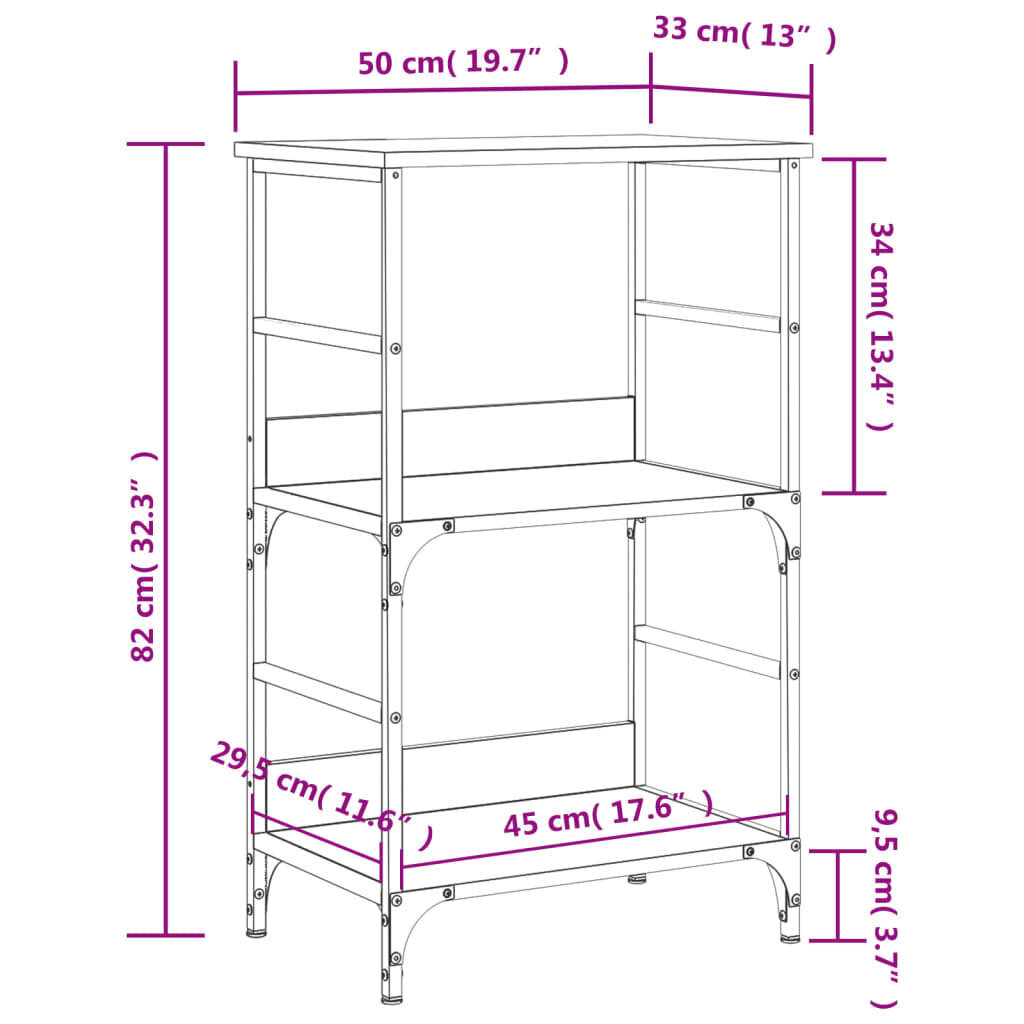 vidaXL raamaturiiul, suitsutatud tamm, 50 x 33 x 82 cm цена и информация | Riiulid | kaup24.ee