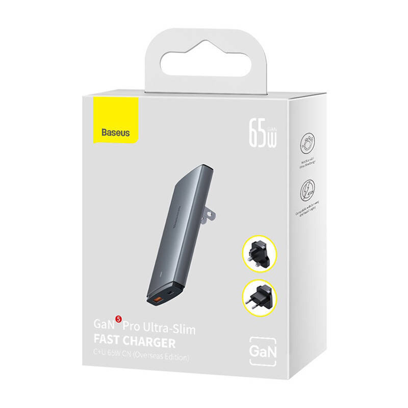 Seinalaadija Baseus GaN5, 65W, 1xUSB-C port, 1XUSB-A hind ja info | Mobiiltelefonide laadijad | kaup24.ee