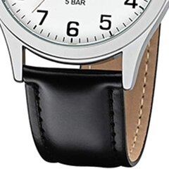 Regent 18307819 Мужские часы из нержавеющей стали белый черный кожаный ремешок B01D32LQFY цена и информация | Мужские часы | kaup24.ee