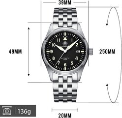 AddiesDive Men Watch Brand Watch Pilot NH35A Автоматические часы H2 B08LNFLYN6 цена и информация | Мужские часы | kaup24.ee