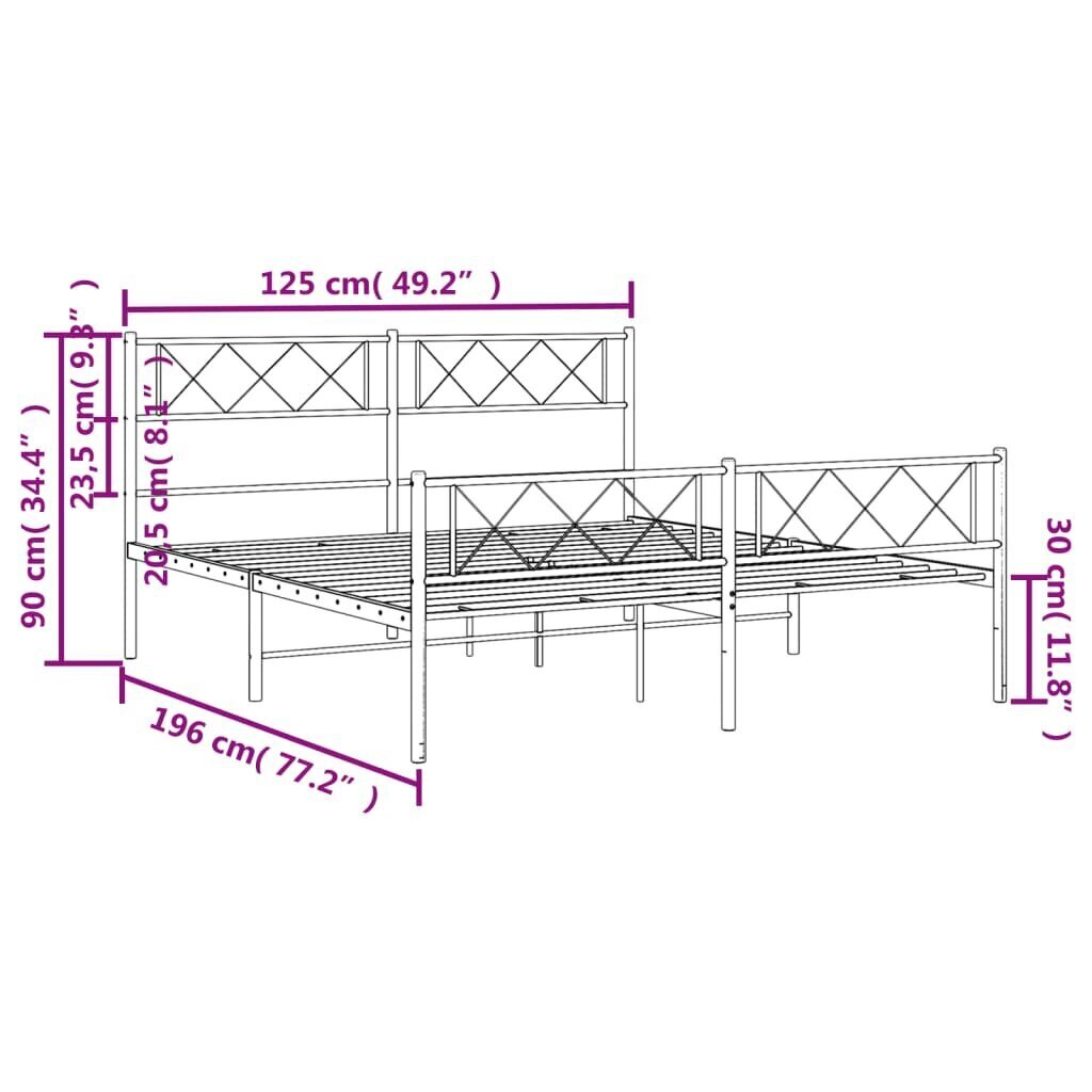 Voodiraam vidaXL, 120x190 cm, valge цена и информация | Voodid | kaup24.ee