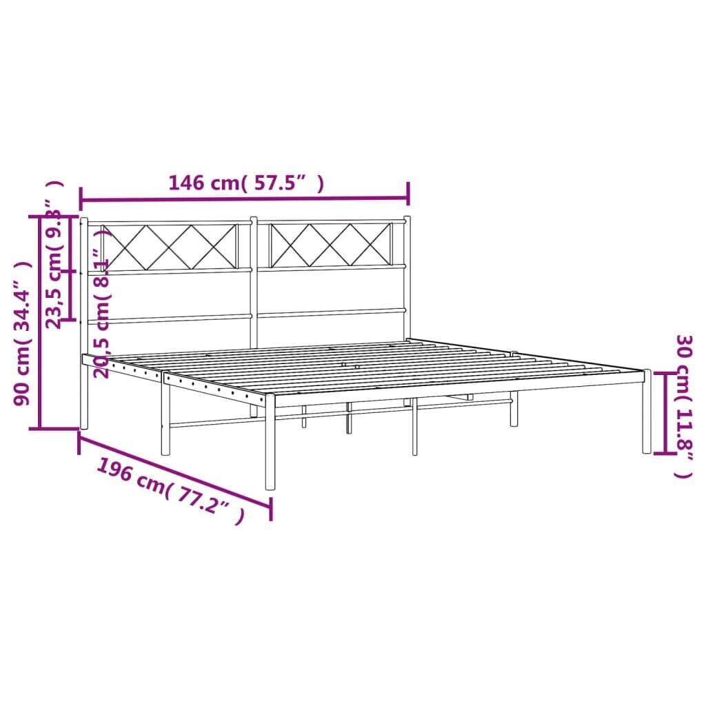 Voodiraam vidaXL, 140x190 cm, must hind ja info | Voodid | kaup24.ee