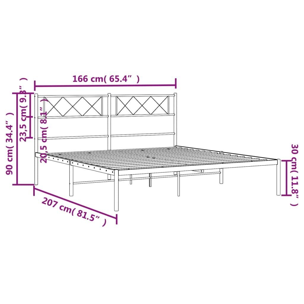 Voodiraam vidaXL, 160x200 cm, must hind ja info | Voodid | kaup24.ee