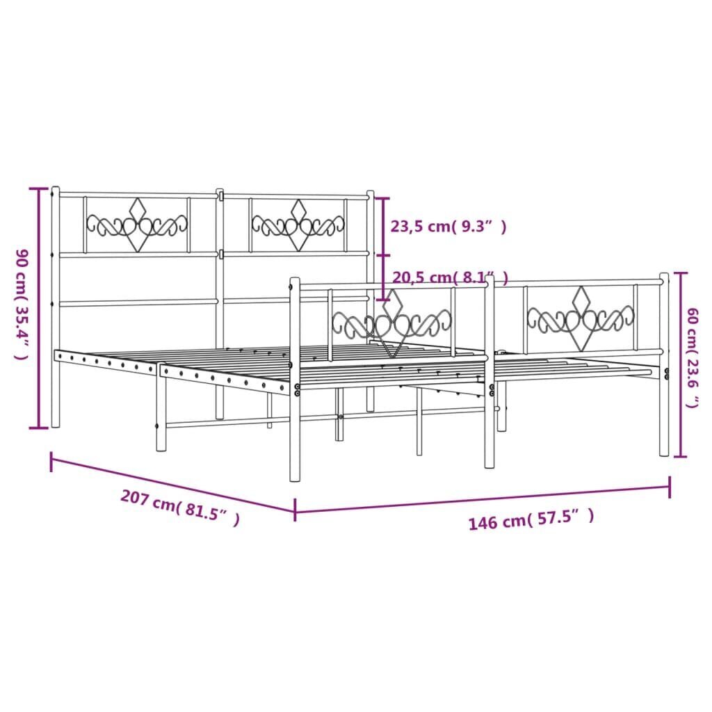 Voodiraam vidaXL, 140x200 cm, must hind ja info | Voodid | kaup24.ee