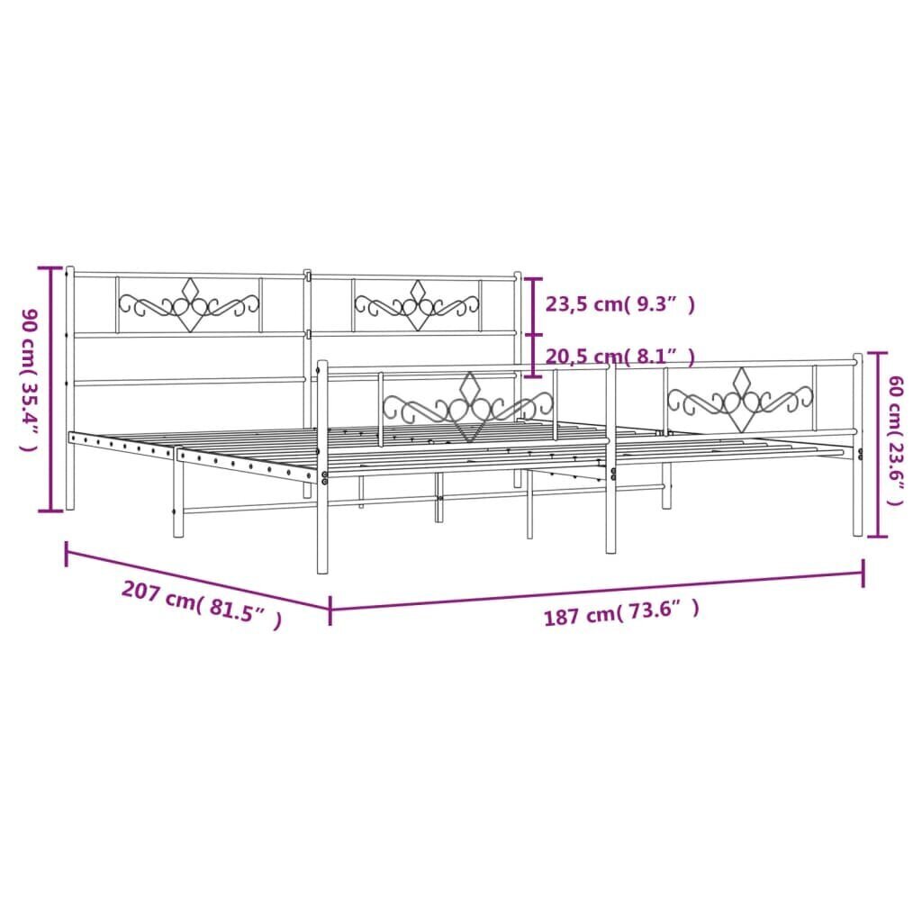 Voodiraam vidaXL, 180x200 cm, valge hind ja info | Voodid | kaup24.ee