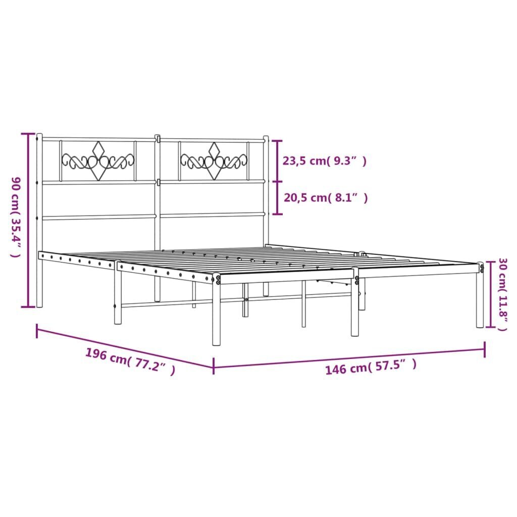 Voodiraam vidaXL, 140x190 cm, valge цена и информация | Voodid | kaup24.ee