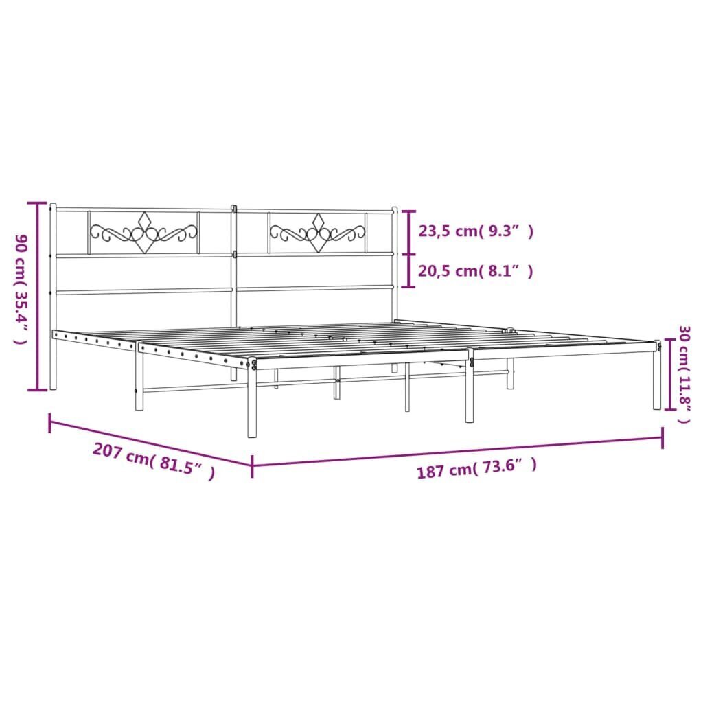 Voodiraam vidaXL, 180x200 cm, valge hind ja info | Voodid | kaup24.ee