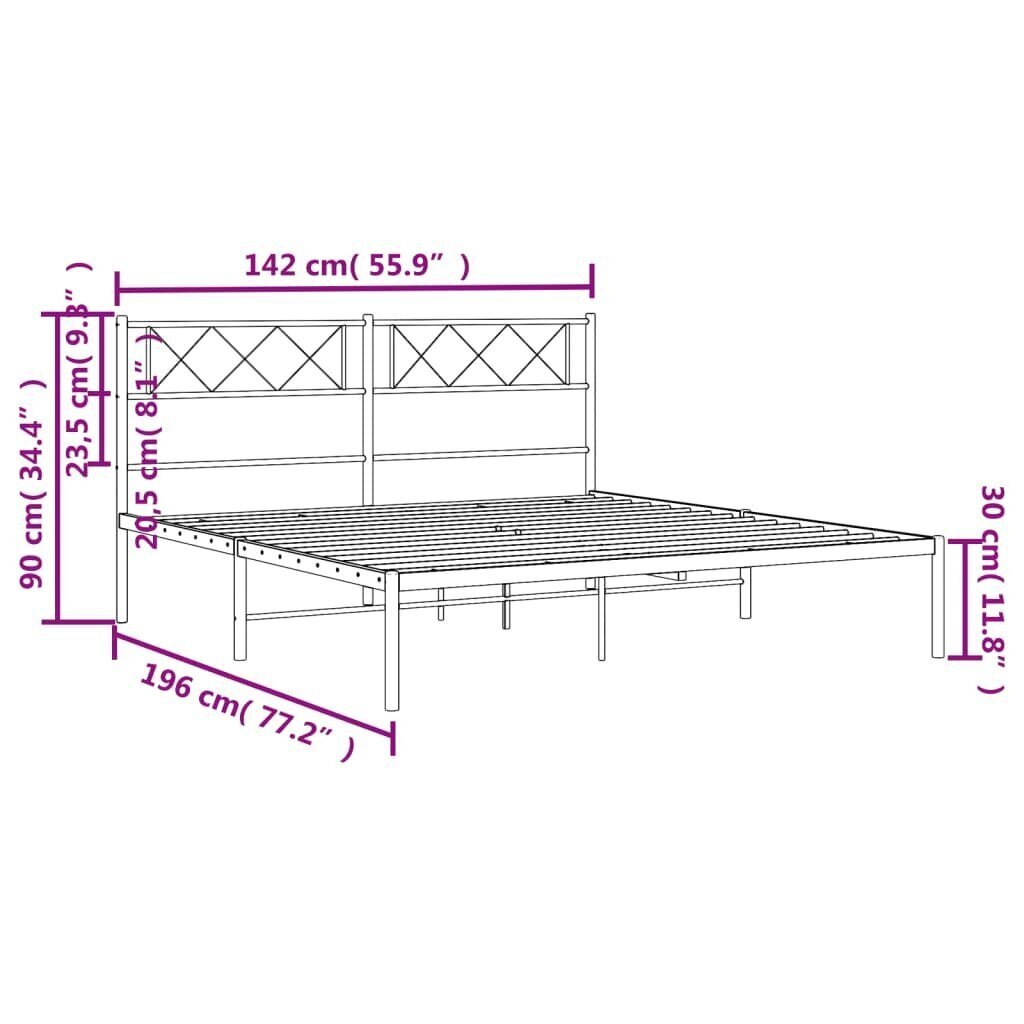 Voodiraam vidaXL, 135x190 cm, valge цена и информация | Voodid | kaup24.ee