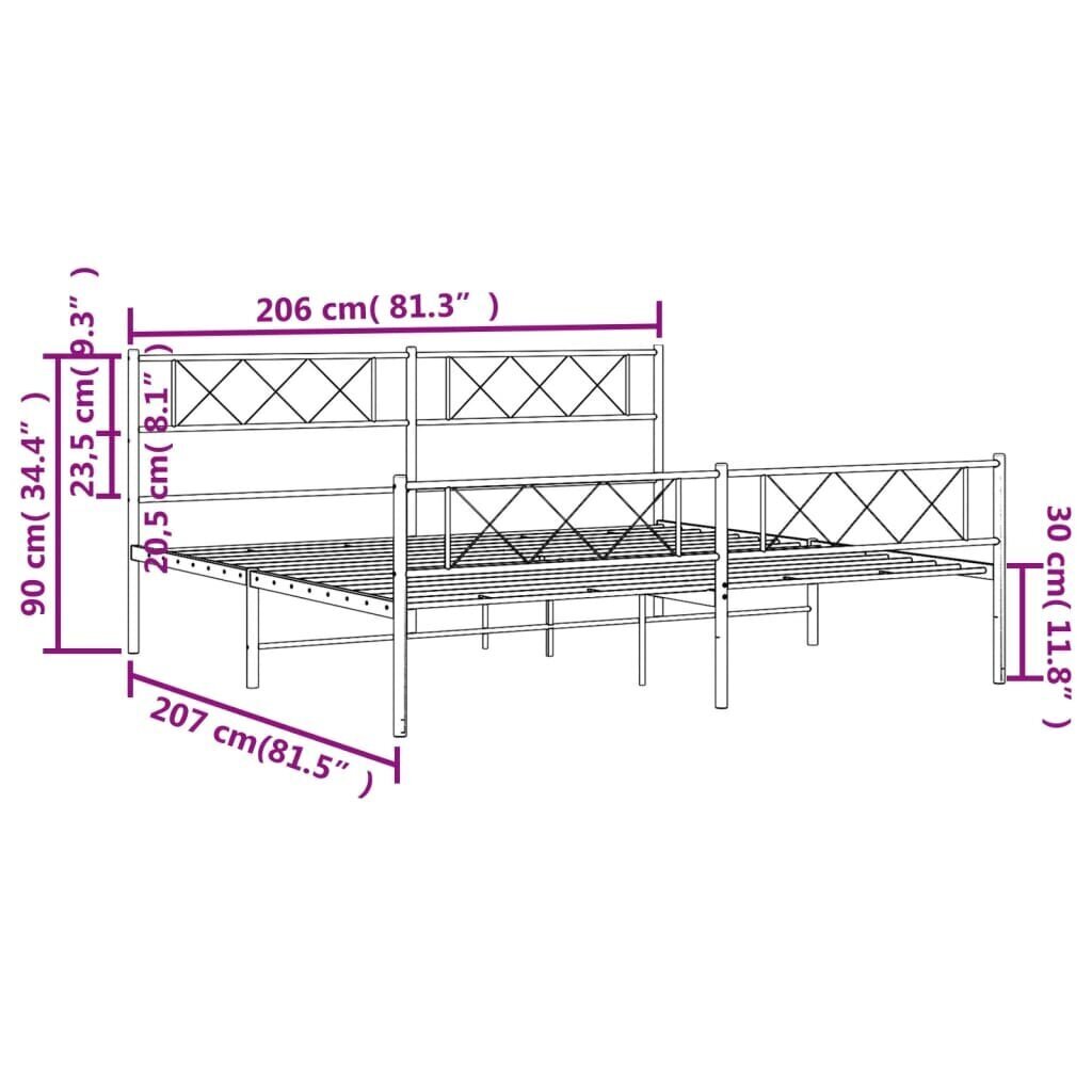 Voodiraam vidaXL, 200x200 cm, must цена и информация | Voodid | kaup24.ee