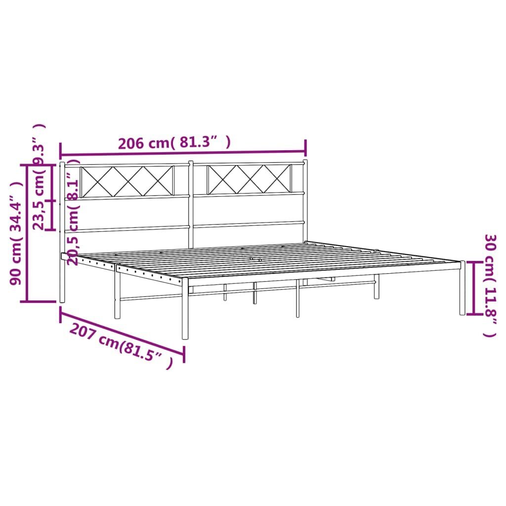 Voodiraam vidaXL, 200x200 cm, must цена и информация | Voodid | kaup24.ee