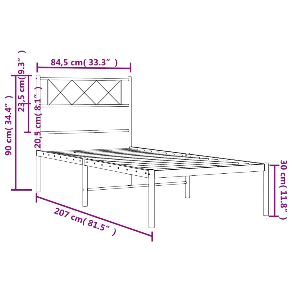 Voodiraam vidaXL, 80x200 cm, valge цена и информация | Voodid | kaup24.ee