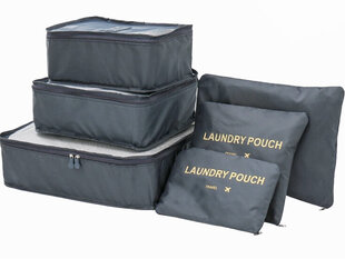 Набор тревел-чехлов для чемодана, 6 шт., серый цена и информация | Чемоданы, дорожные сумки | kaup24.ee
