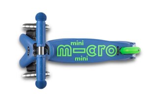 Kolmerattaline tõukeratas Micro Mini Deluxe LED sinine rohelisega цена и информация | Самокаты | kaup24.ee