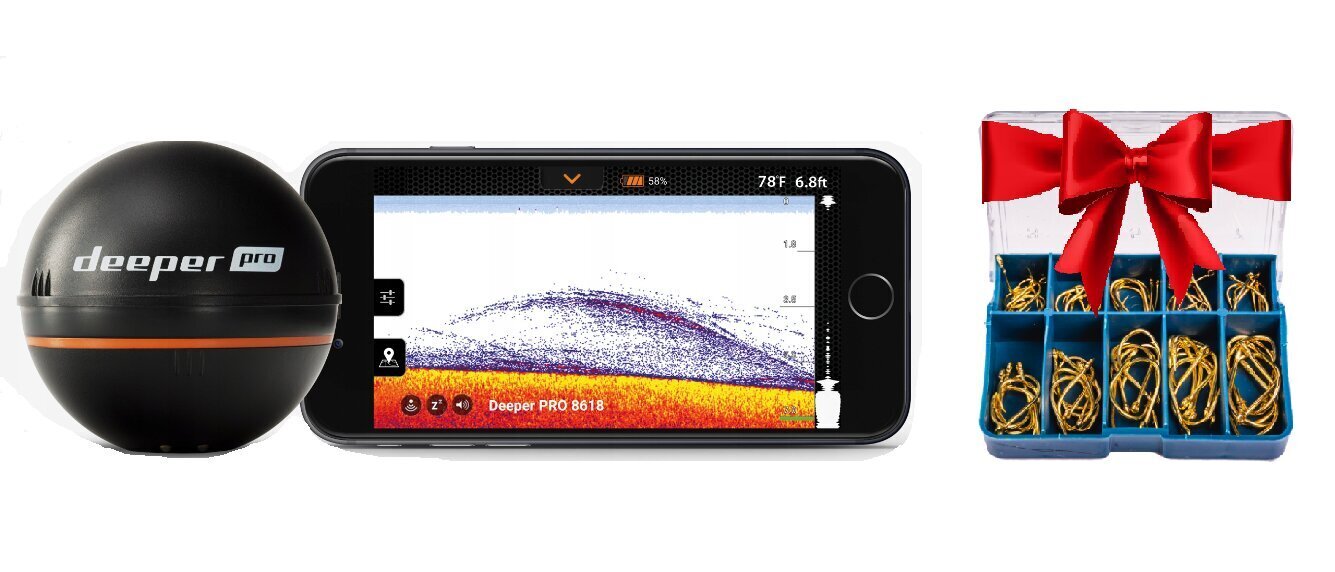 Kajaloodi Deeper Smart Sonar PRO ja konksude komplekt Belsi цена и информация | Nutiseadmed ja aksessuaarid | kaup24.ee