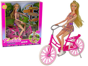 Пластмассовая кукла с велосипедом, розовая цена и информация | Игрушки для девочек | kaup24.ee