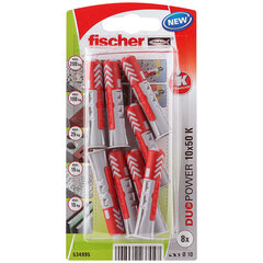 Шипы Fischer DuoPower 534995 Ø 10 x 50 mm Нейлон (8 штук) цена и информация | Механические инструменты | kaup24.ee