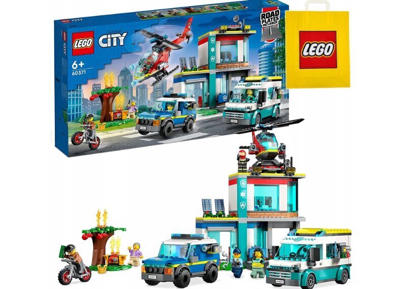 60371 LEGO City hädaabisõiduki komplekt ja plüüsist padjakass, 50 cm цена и информация | Klotsid ja konstruktorid | kaup24.ee