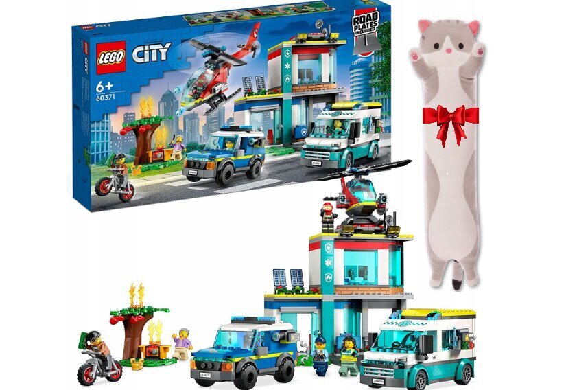 60371 LEGO City hädaabisõiduki komplekt ja plüüsist padjakass, 50 cm цена и информация | Klotsid ja konstruktorid | kaup24.ee