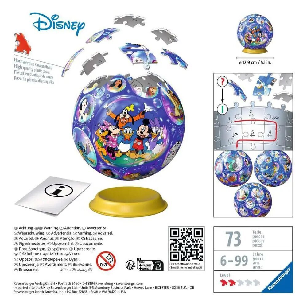 Pusle 3D Ravensburger Disney, 72 tk. hind ja info | Pusled | kaup24.ee