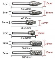 Freesi otsikud metallile Zaxer 6x10 mm, 6 tk hind ja info | Käsitööriistad | kaup24.ee