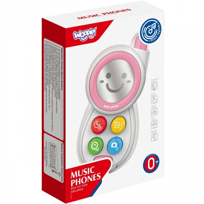 Interaktiivne beebitelefon heli- ja valgusefektidega Woopie, roosa hind ja info | Imikute mänguasjad | kaup24.ee
