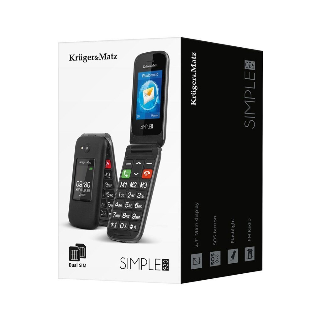 Kruger & Matz KM0930, must цена и информация | Telefonid | kaup24.ee