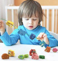 Peenmotoorikat arendav õpetlik nöörimismäng "Metsloomad" hind ja info | Imikute mänguasjad | kaup24.ee