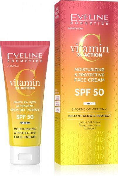 Niisutav näokreem EVELINE C-vitamin 3xAction SPF 50, 30ml hind ja info | Näokreemid | kaup24.ee