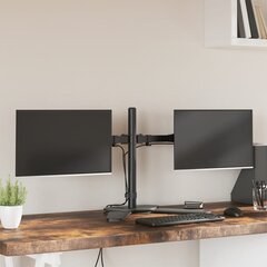 vidaXL kahe monitori alus, must, teras VESA 75/100 mm hind ja info | Teleri seinakinnitused ja hoidjad | kaup24.ee