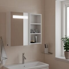 vidaXL LED-valgustusega vannitoa peegelkapp, valge, 60 x 13 x 52 cm hind ja info | Vannitoakapid | kaup24.ee