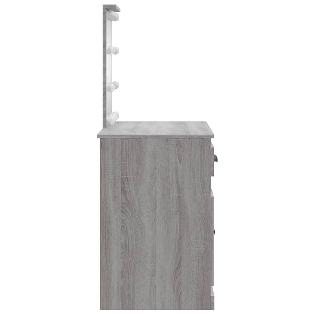 vidaXL LED-valgustusega tualettlaud, hall Sonoma tamm, 90x42x132,5 cm hind ja info | Tualettlauad | kaup24.ee