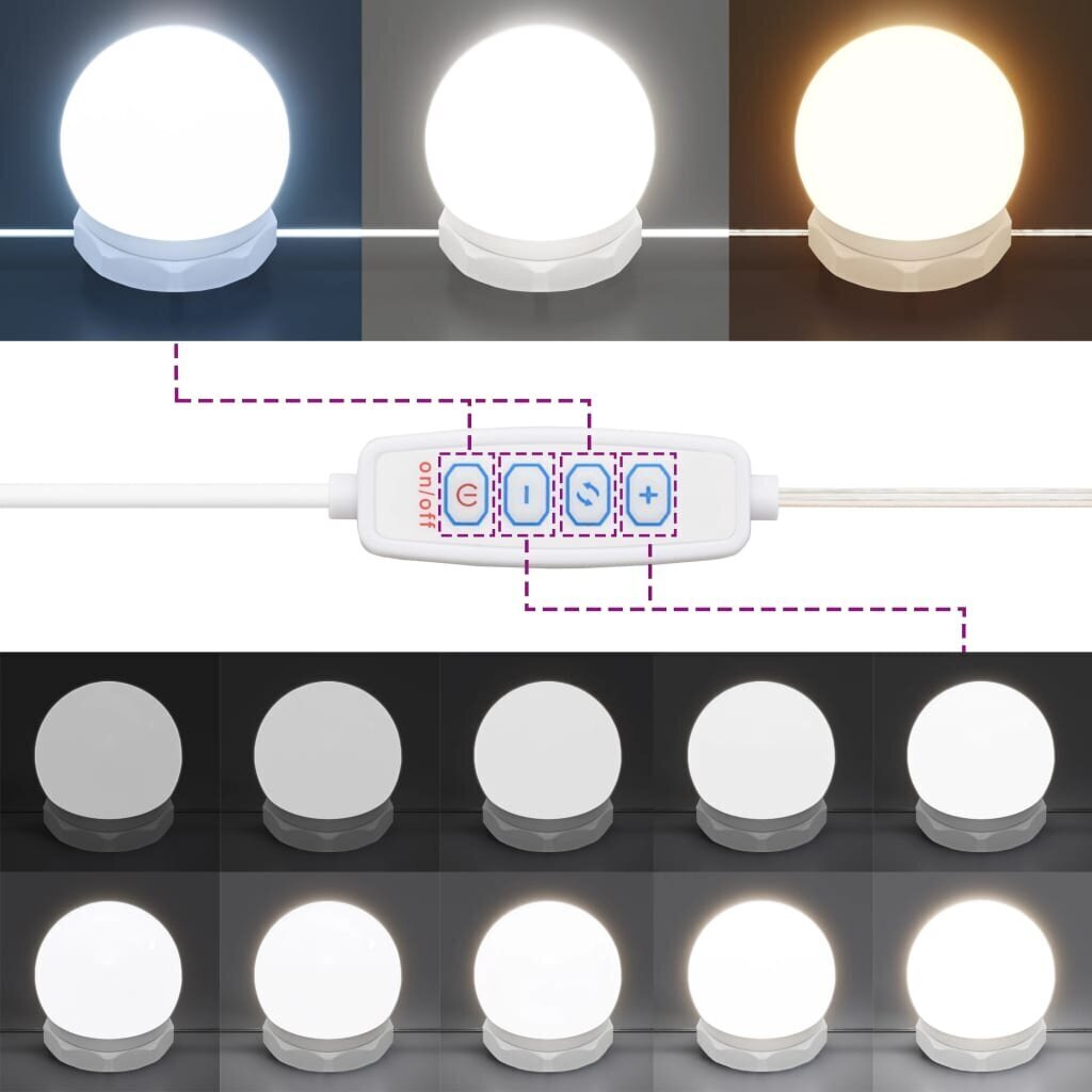 vidaXL LED-valgustusega tualettlaud, must, 90 x 42 x 132,5 cm hind ja info | Tualettlauad | kaup24.ee