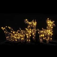vidaXL jõulukaunistus põhjapõdrad ja saan, 240 LEDi, soe valge, rotang цена и информация | Рождественские украшения | kaup24.ee