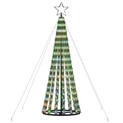 vidaXL koonusekujuline valgustusega jõulupuu 275 LEDi värviline 180 cm hind ja info | Jõulukaunistused | kaup24.ee