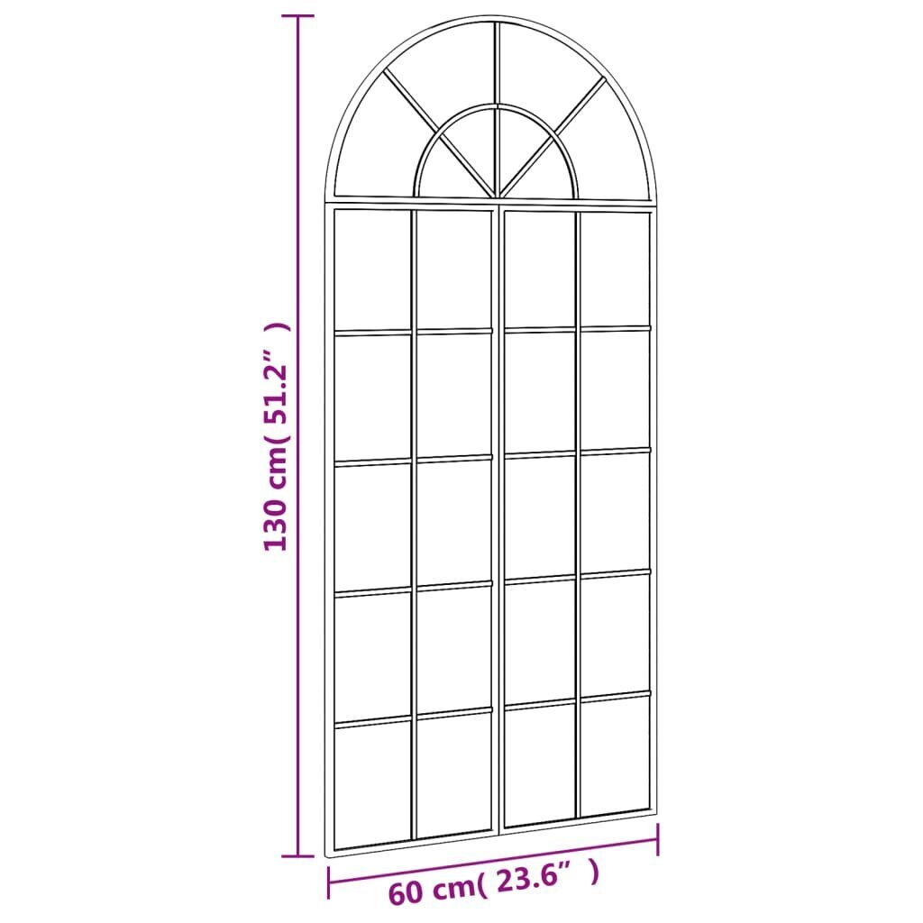 vidaXL seinapeegel, must, 60 x 130 cm, kaarekujuline, raud цена и информация | Peeglid | kaup24.ee