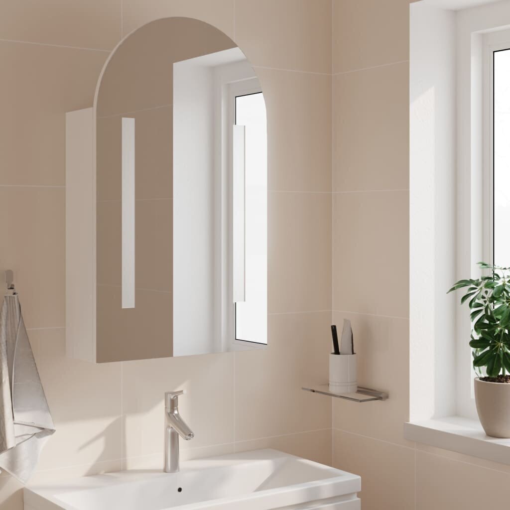vidaXL LED-valgustusega vannitoa peegelkapp, valge, 42 x 13 x 70 cm цена и информация | Vannitoakapid | kaup24.ee