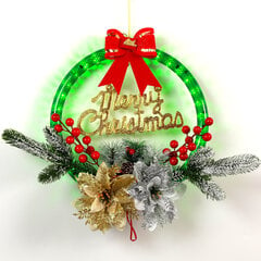 Декоративный рождественский венок со светодиодной подсветкой вокруг венка, LIVMAN XY-019 цена и информация | Декорации | kaup24.ee
