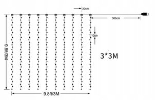 Jõulutuled, 3 m, 300 valgusdioodi цена и информация | гирлянда, 10 вел 4 см | kaup24.ee