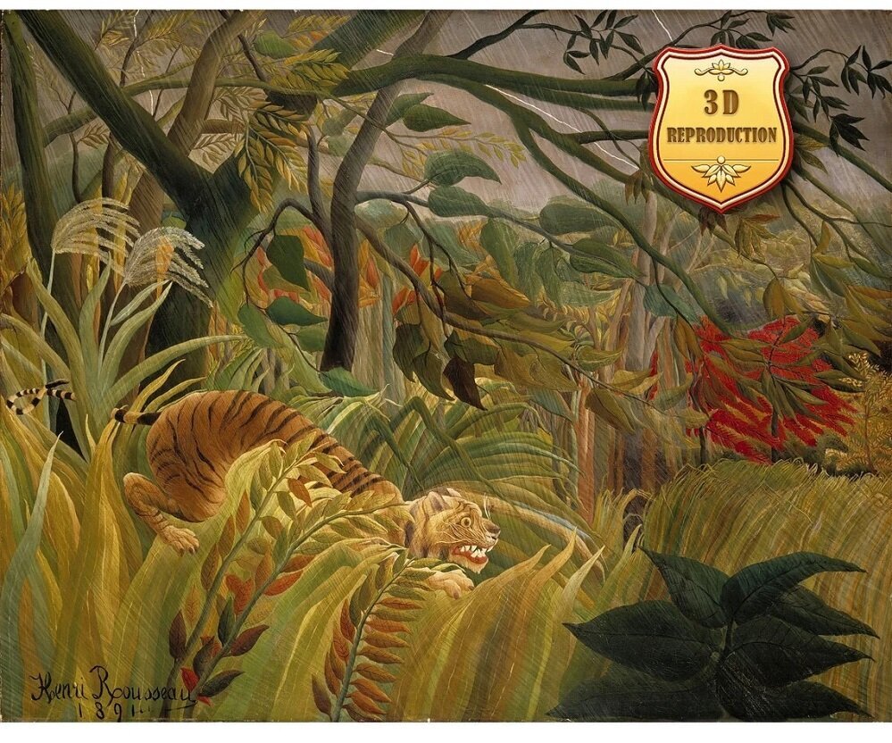 Reproduktsioon Henri Rousseau Tiiger troopilises tormis (1891) цена и информация | Seinapildid | kaup24.ee