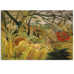 Reproduktsioon Henri Rousseau Tiiger troopilises tormis (1891) hind ja info | Seinapildid | kaup24.ee