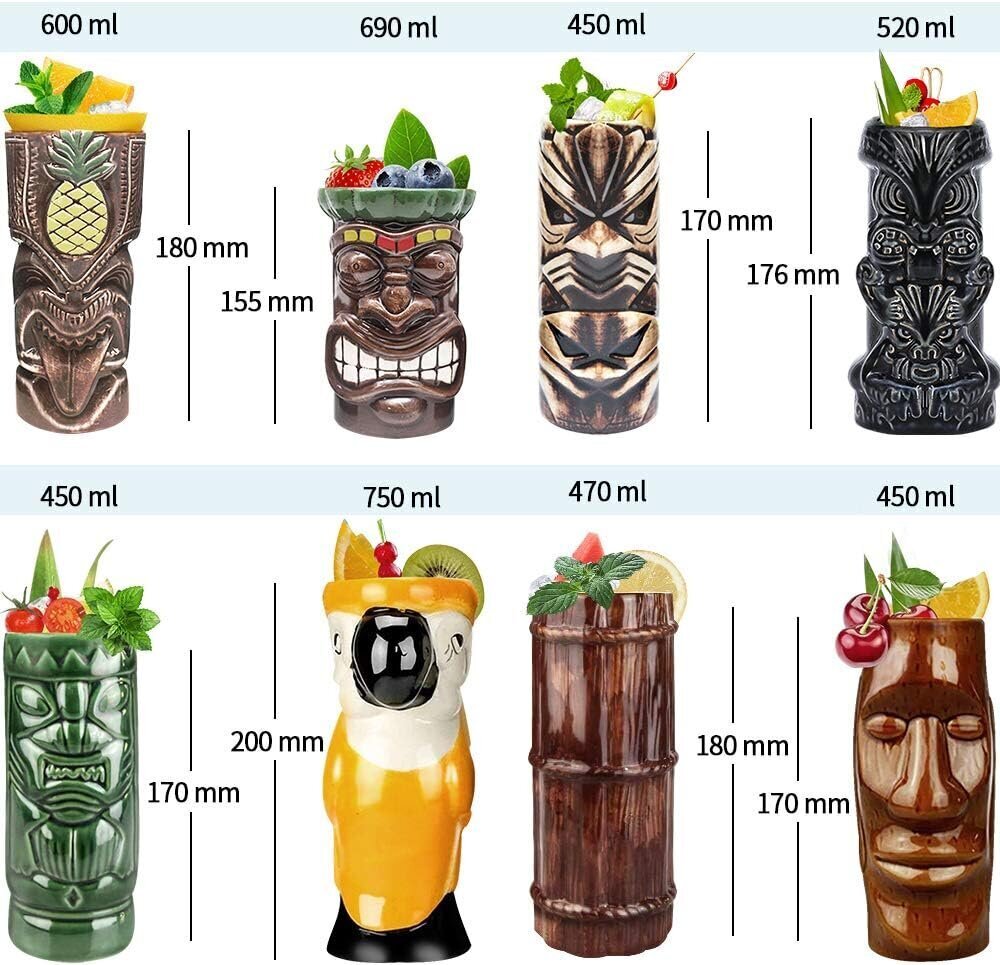 Klaaside komplekt Tiki Mug, 8 tk цена и информация | Klaasid, tassid ja kannud | kaup24.ee