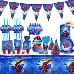 Комплект одноразовой посуды на день рождения «Человек-паук» (Spiderman), 72 шт. цена и информация | Праздничная одноразовая посуда | kaup24.ee