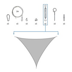 Солнечный парус Hobbygarden, 4,5x4,5x4,5 м, серый цена и информация | Зонты, маркизы, стойки | kaup24.ee
