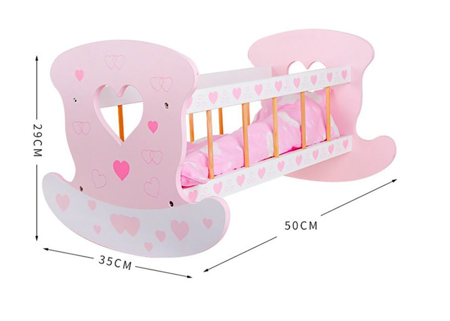 Suur puidust võrevoodi - häll koos voodipesuga, roosa hind ja info | Tüdrukute mänguasjad | kaup24.ee