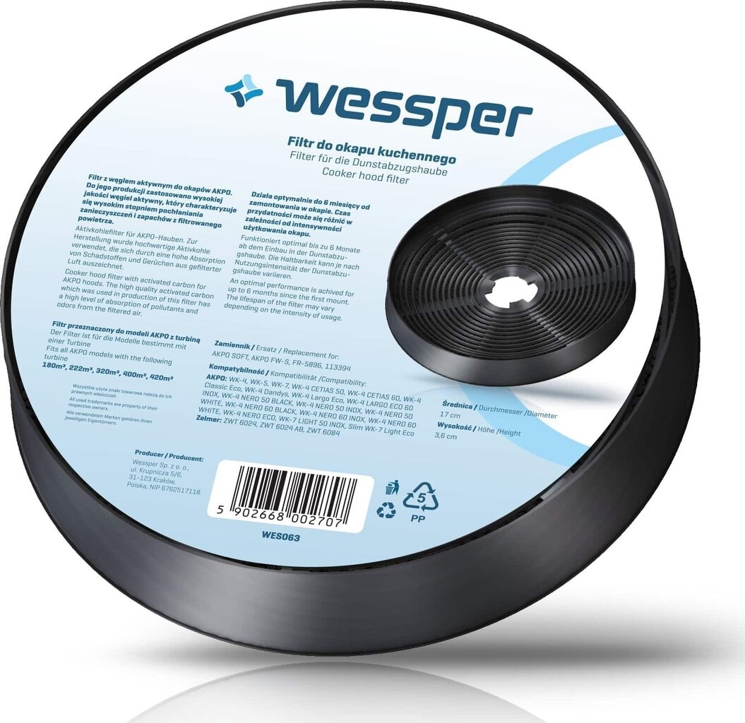 Wessper Cooker Hood Filter FW-S 1 tk цена и информация | Filtrid õhupuhastitele | kaup24.ee